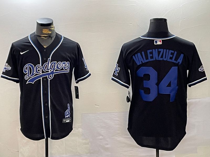 Men Los Angeles Dodgers 34 Valenzuela Black Game 2024 Nike MLB Jersey style 1202